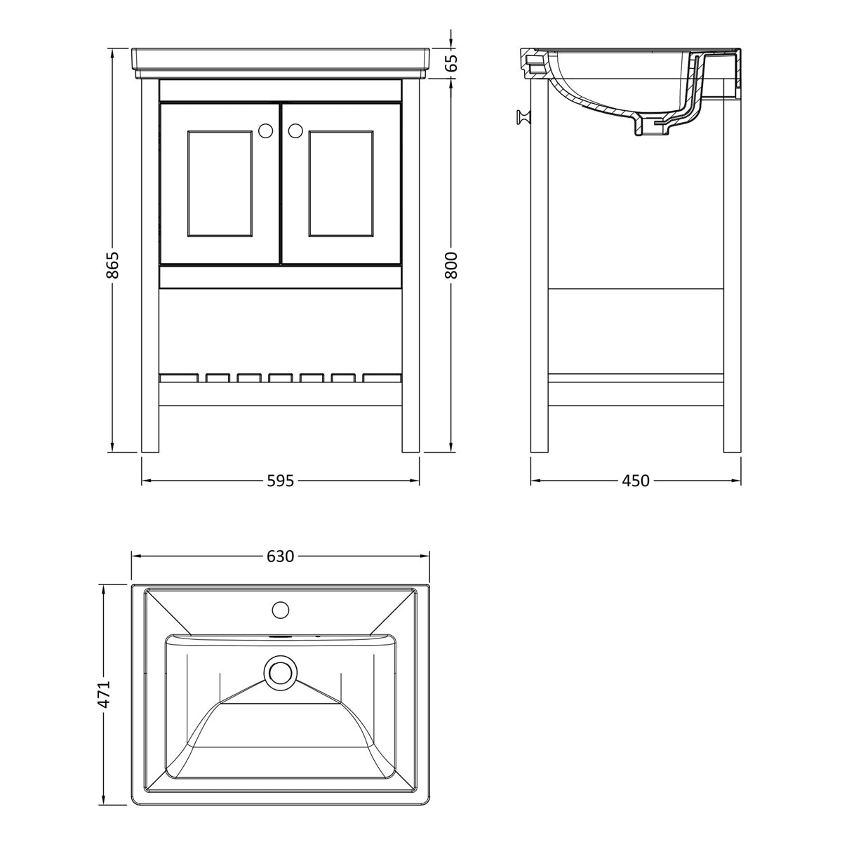 Fairford Juliette 600mm Cool Grey 1 Tap Hole Floorstanding Vanity Unit