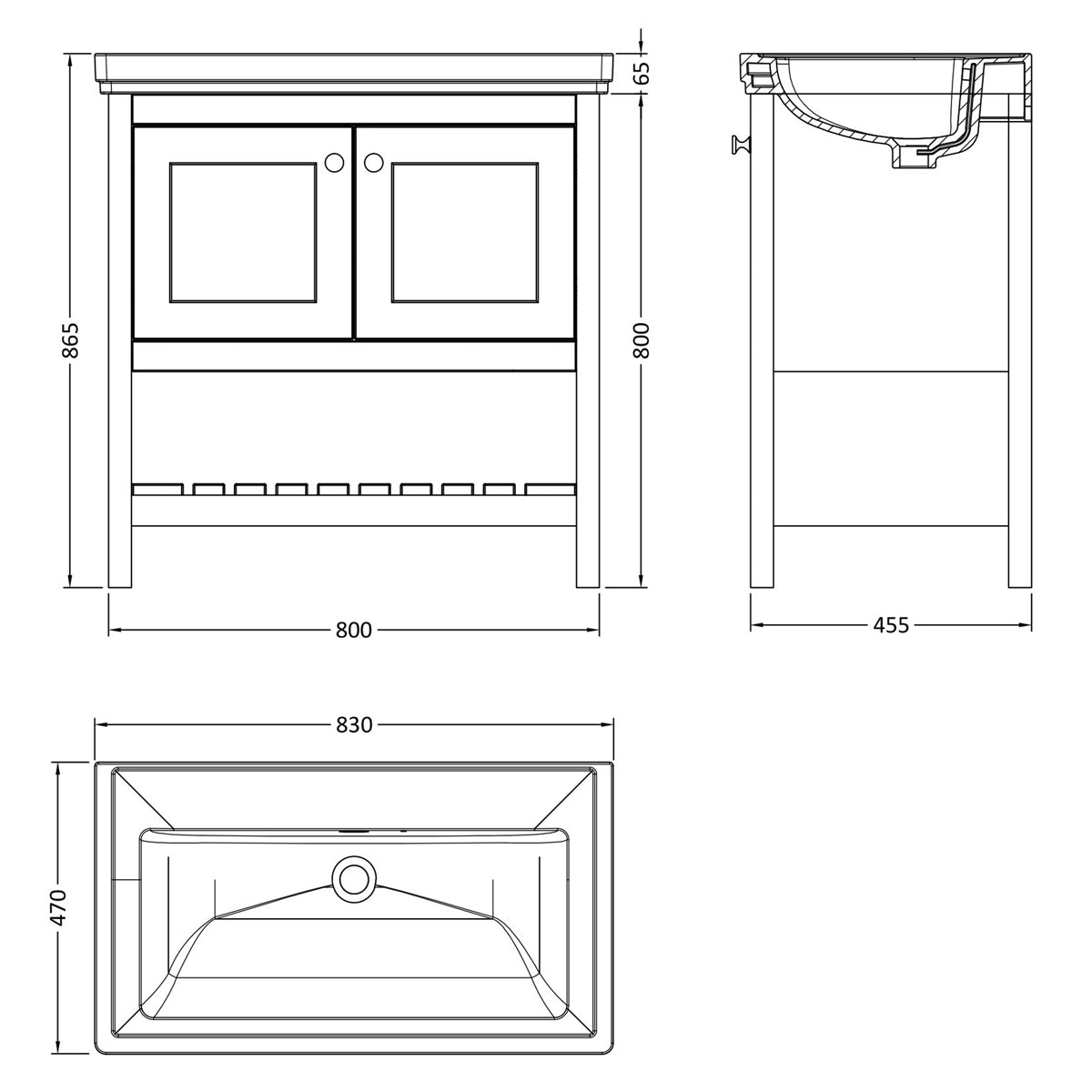 Fairford Juliette 800mm Fern Green 0 Tap Hole Floorstanding Vanity Unit