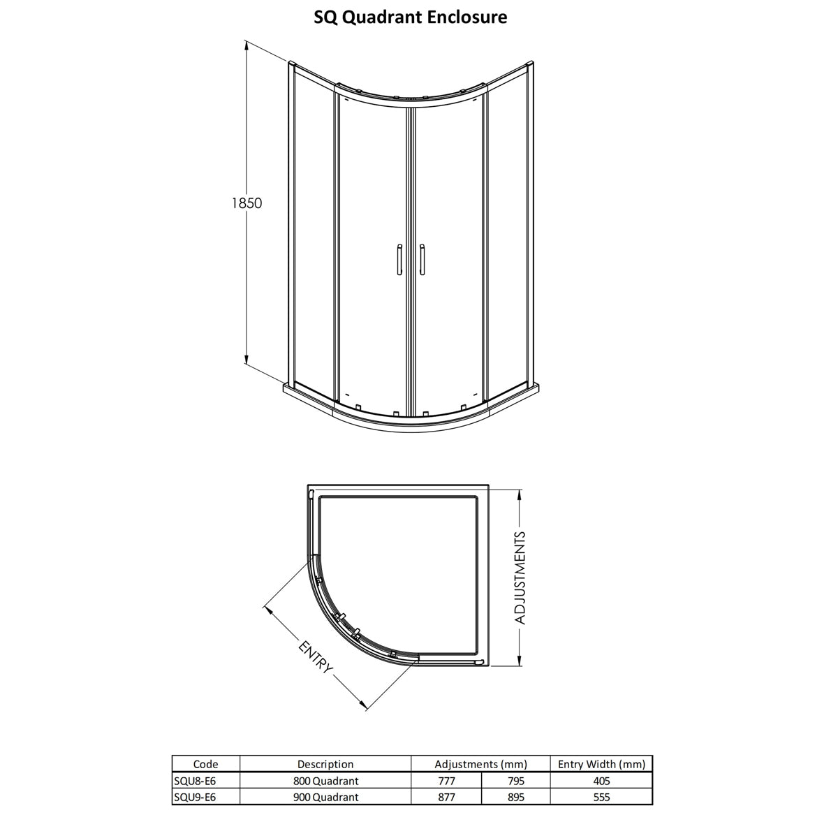 Fairford 6mm, 900x900mm Brushed Brass Quadrant Shower Enclosure