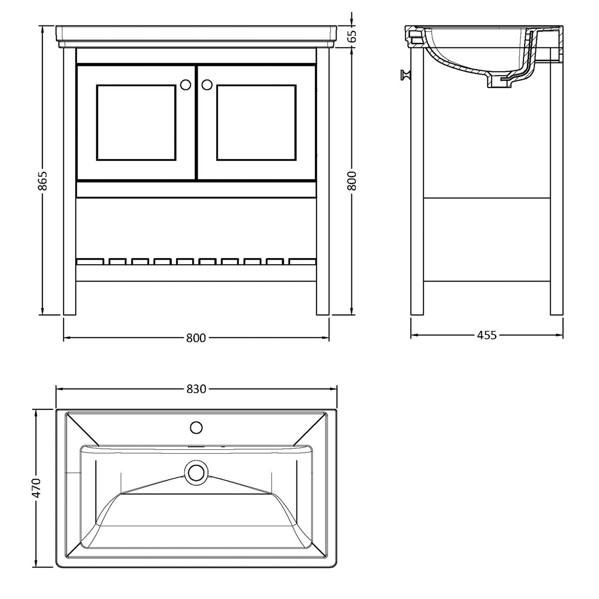 Fairford Juliette 800mm Fern Green 1 Tap Hole Floorstanding Vanity Unit