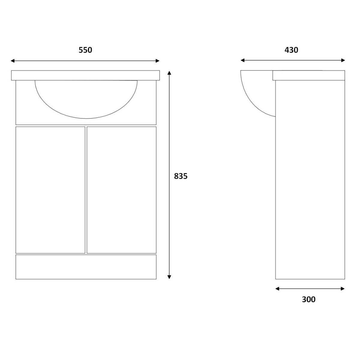 Fairford Opto 550mm Gloss White Vanity Unit