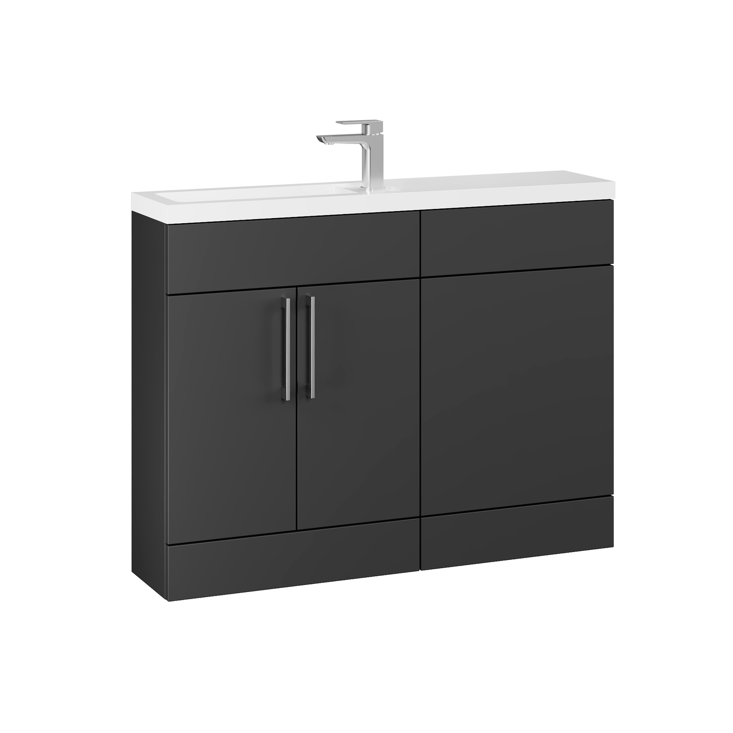 Fairford Union Style Slab Matt Soft Black 1100mm Slimline Combination Pack