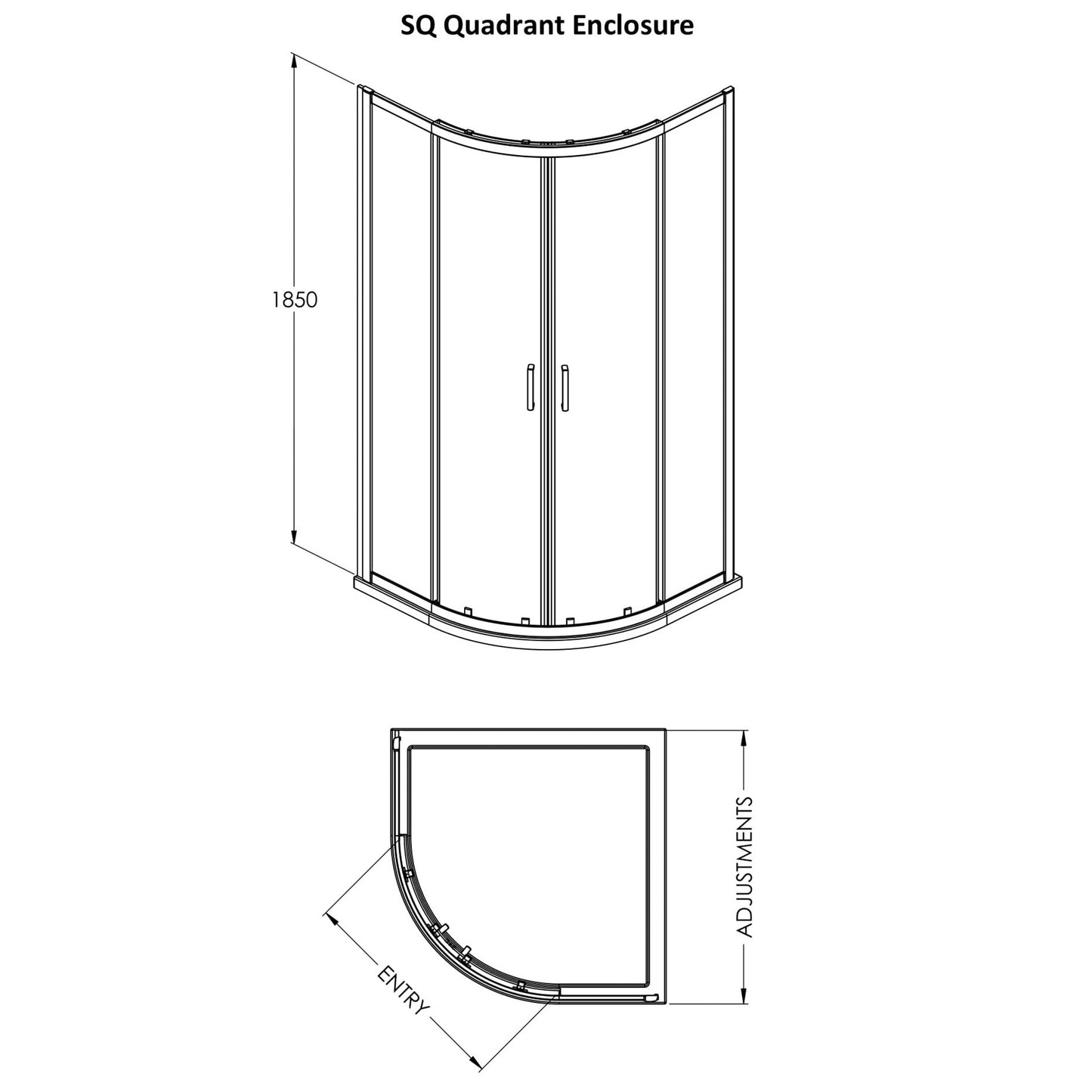 Fairford 6mm, 900mm x 900mm Matt Black Quadrant Shower Enclosure