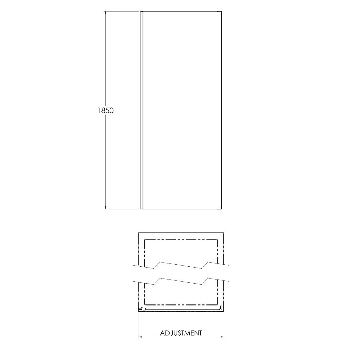 Fairford 6mm, 900mm Matt Black Shower Enclosure Side Panel