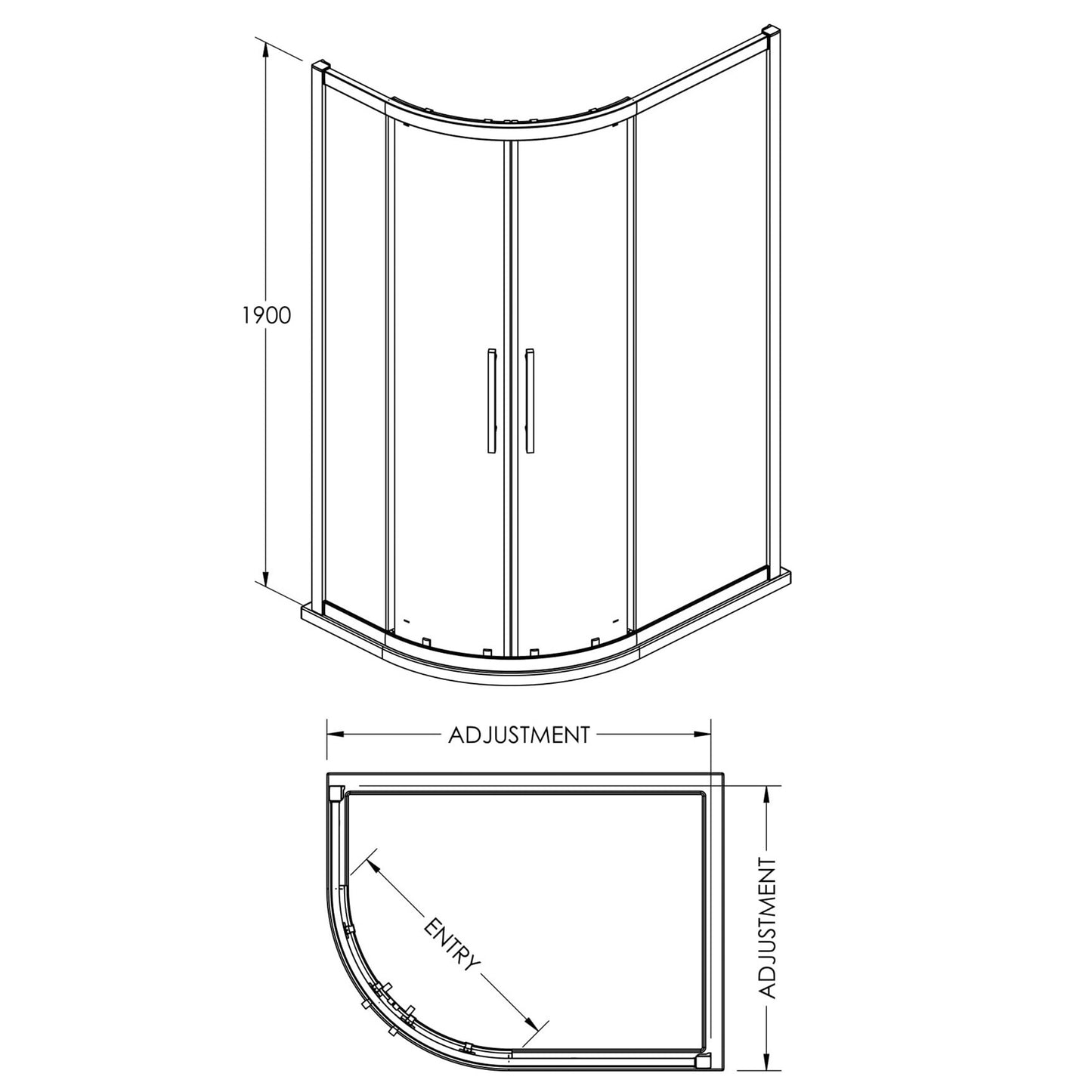 Fairford 8mm, 1200mm x 900mm Offset Quadrant Enclosure