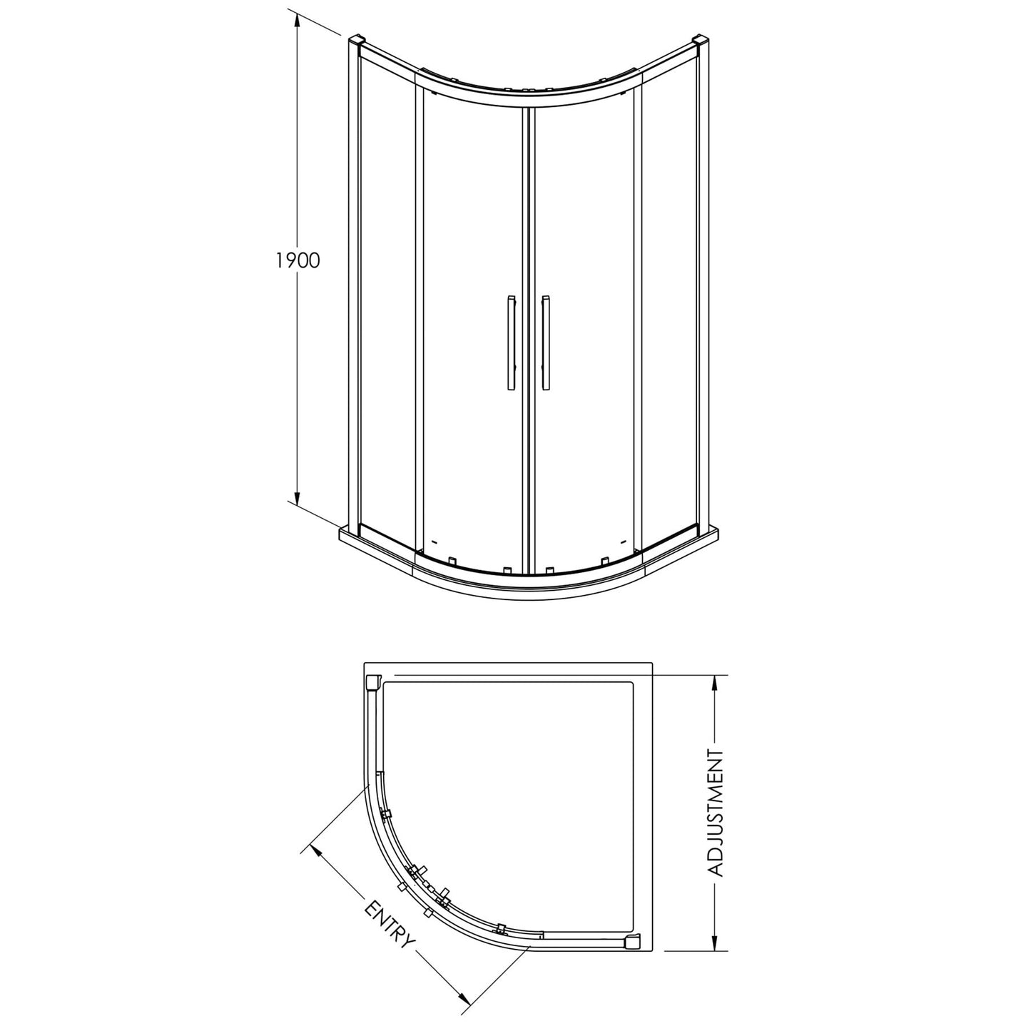 Fairford 8mm, 800mm x 800mm Quadrant Enclosure