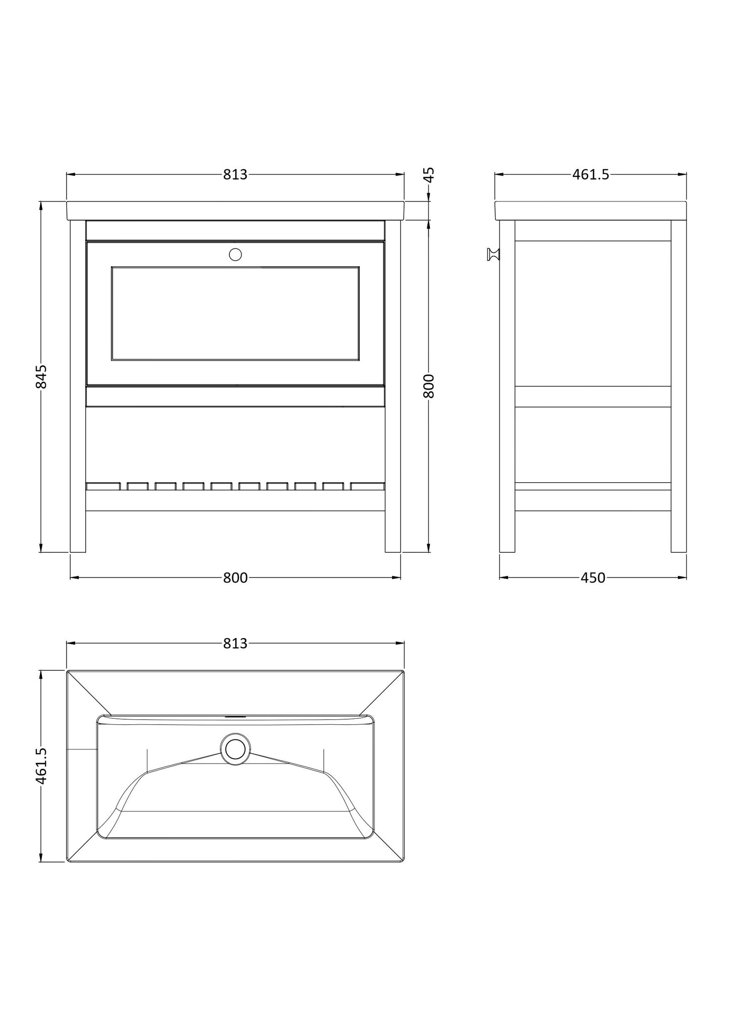 Fairford Juliette Satin White 800mm 1 Drawer Floorstanding Vanity Unit with 0 Tap Hole Basin