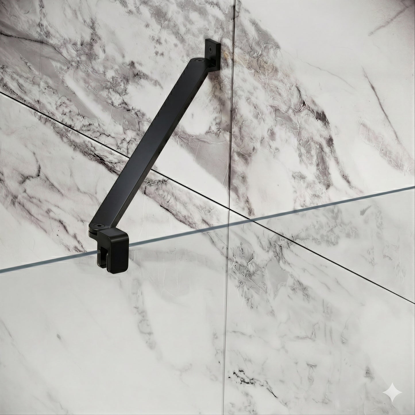 Fairford Matt Black Angled Bar for 10mm Glass