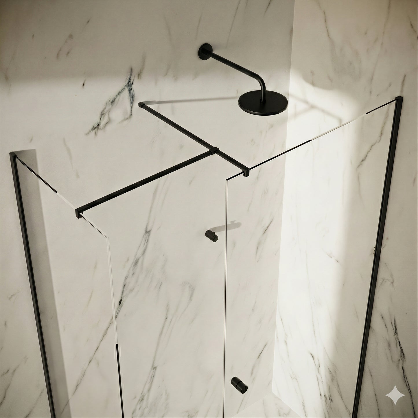 Fairford Matt Black T Bracket (to connect 2 Bars) for 10mm Glass