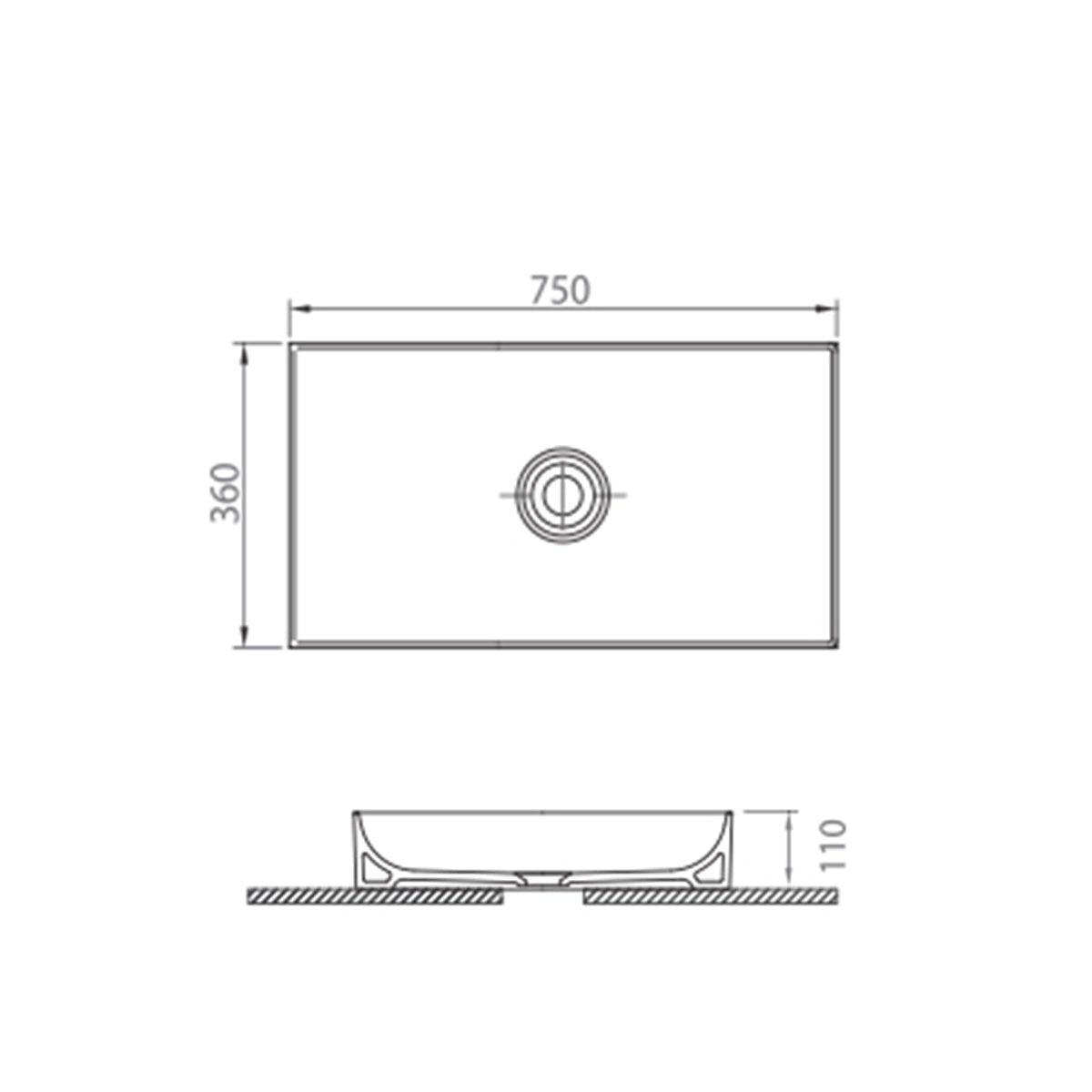 Fairford Stance 750mm Countertop Basin - White