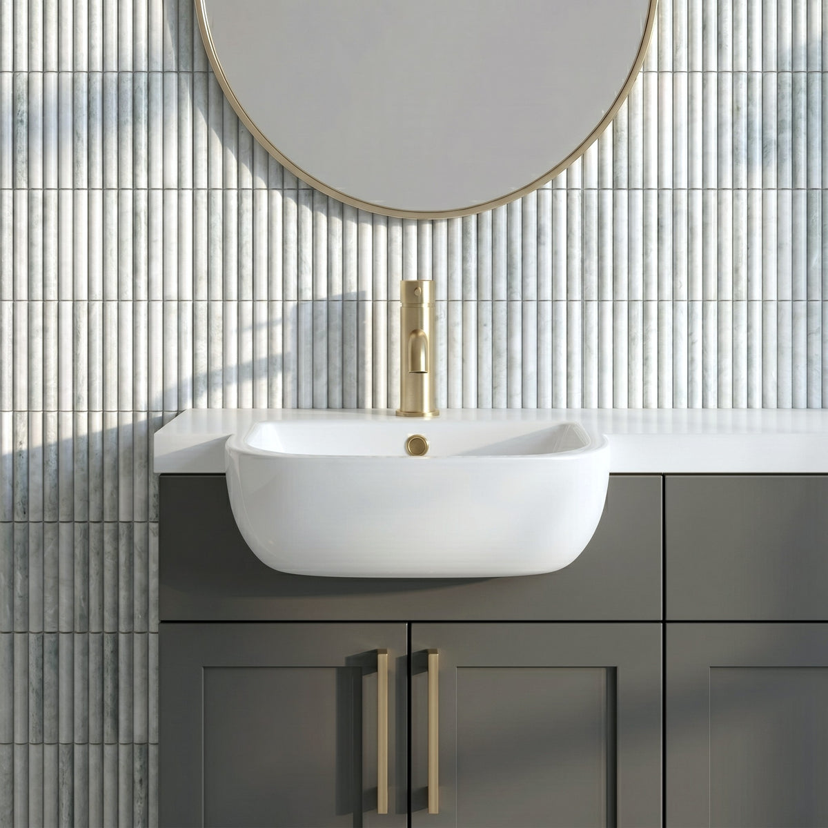 Fairford Aura 420mm, 1TH Semi Recessed Basin