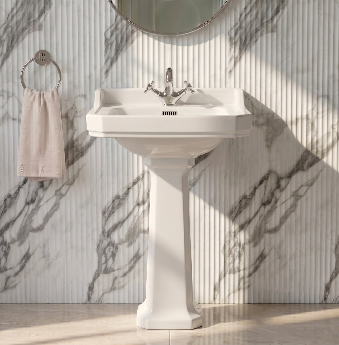 Fairford Hexam 500mm 1TH Basin and Full Pedestal
