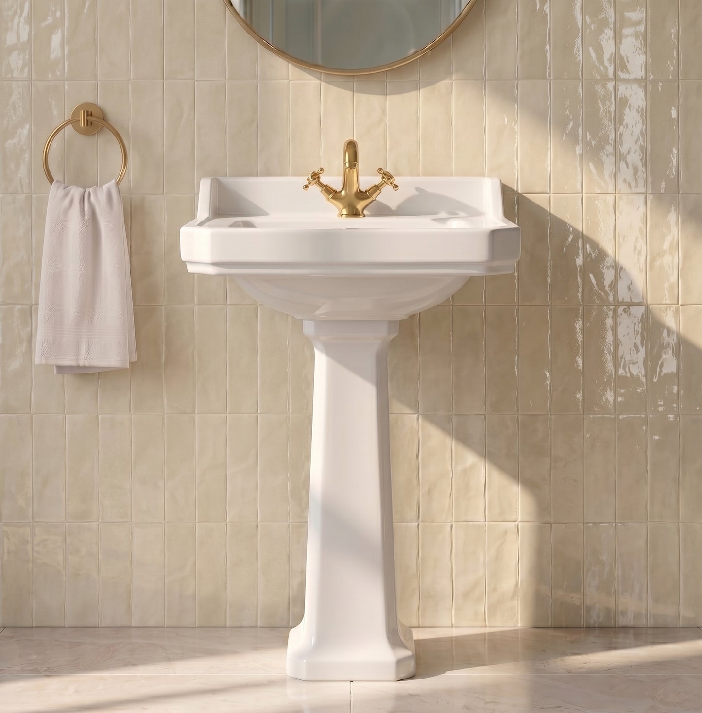 Fairford Hexam 560mm 1TH Basin and Full Pedestal