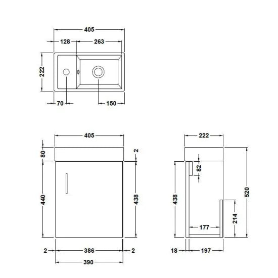 Fairford Minimalist Soft Black 400mm Wall Hung Vanity Unit