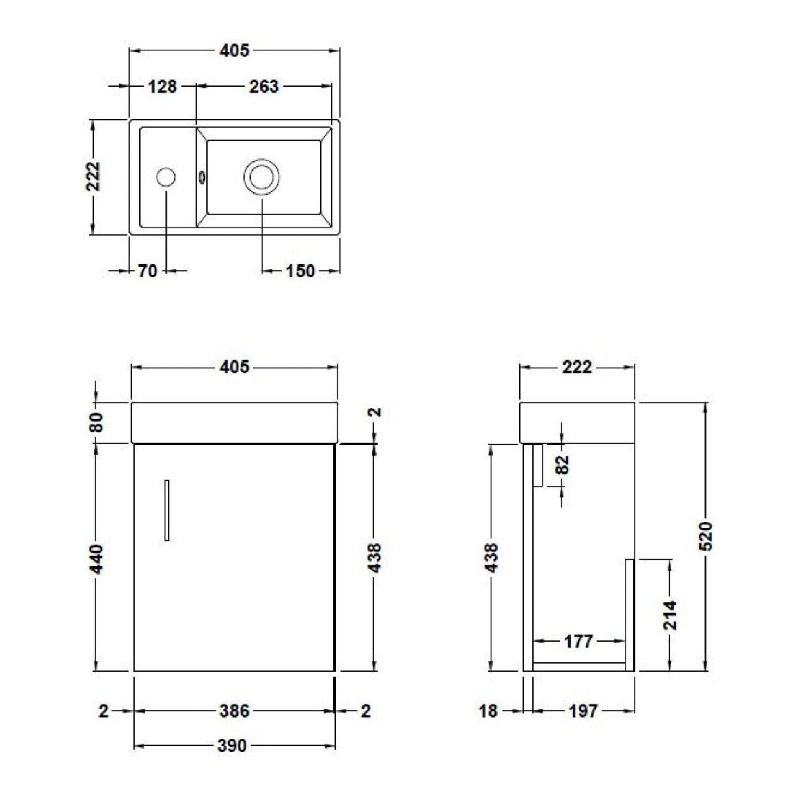 Fairford Minimalist 400mm Bleached Oak Wall Hung Vanity Unit & Basin