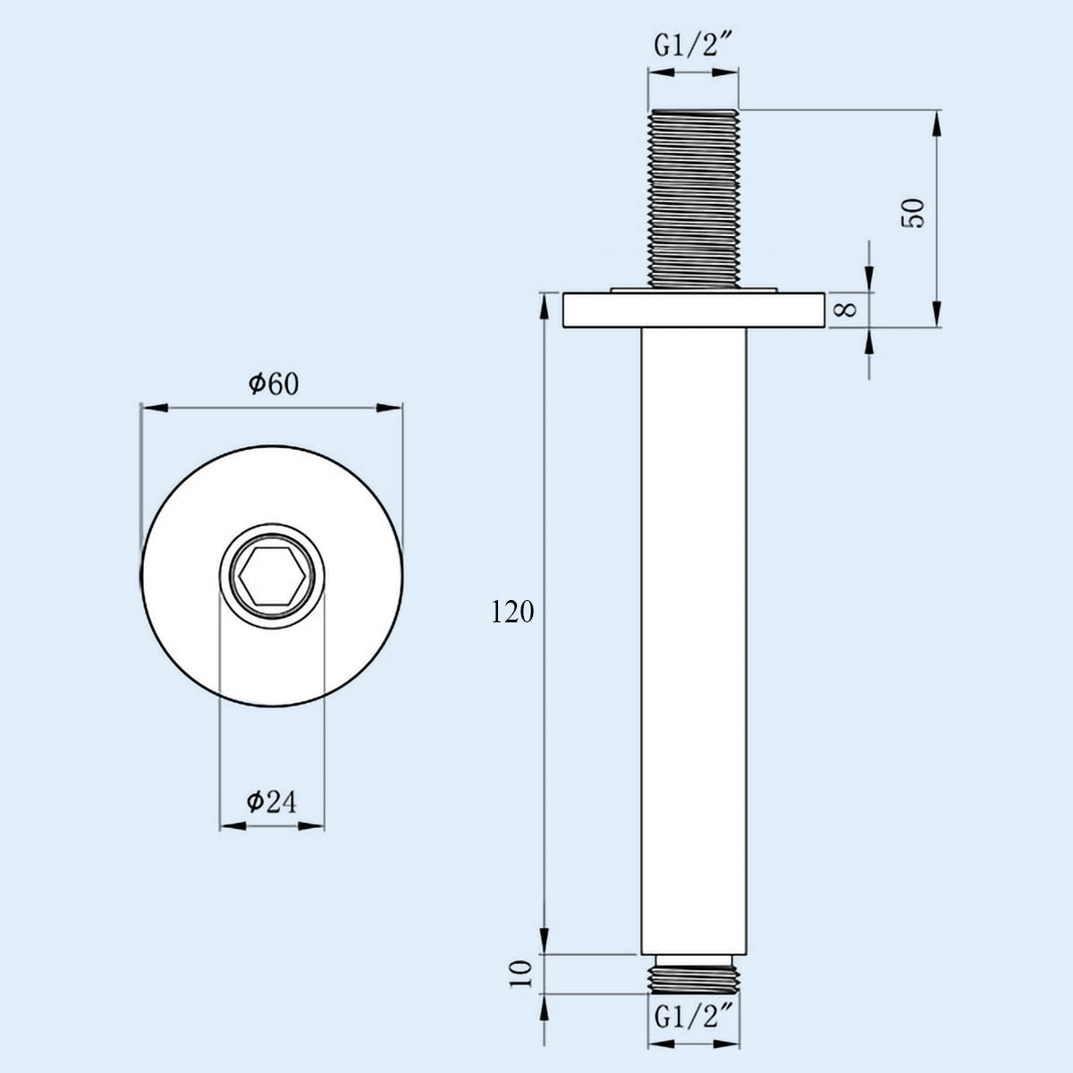 Fairford Element Matt Black 120mm Round Ceiling Mounted Arm
