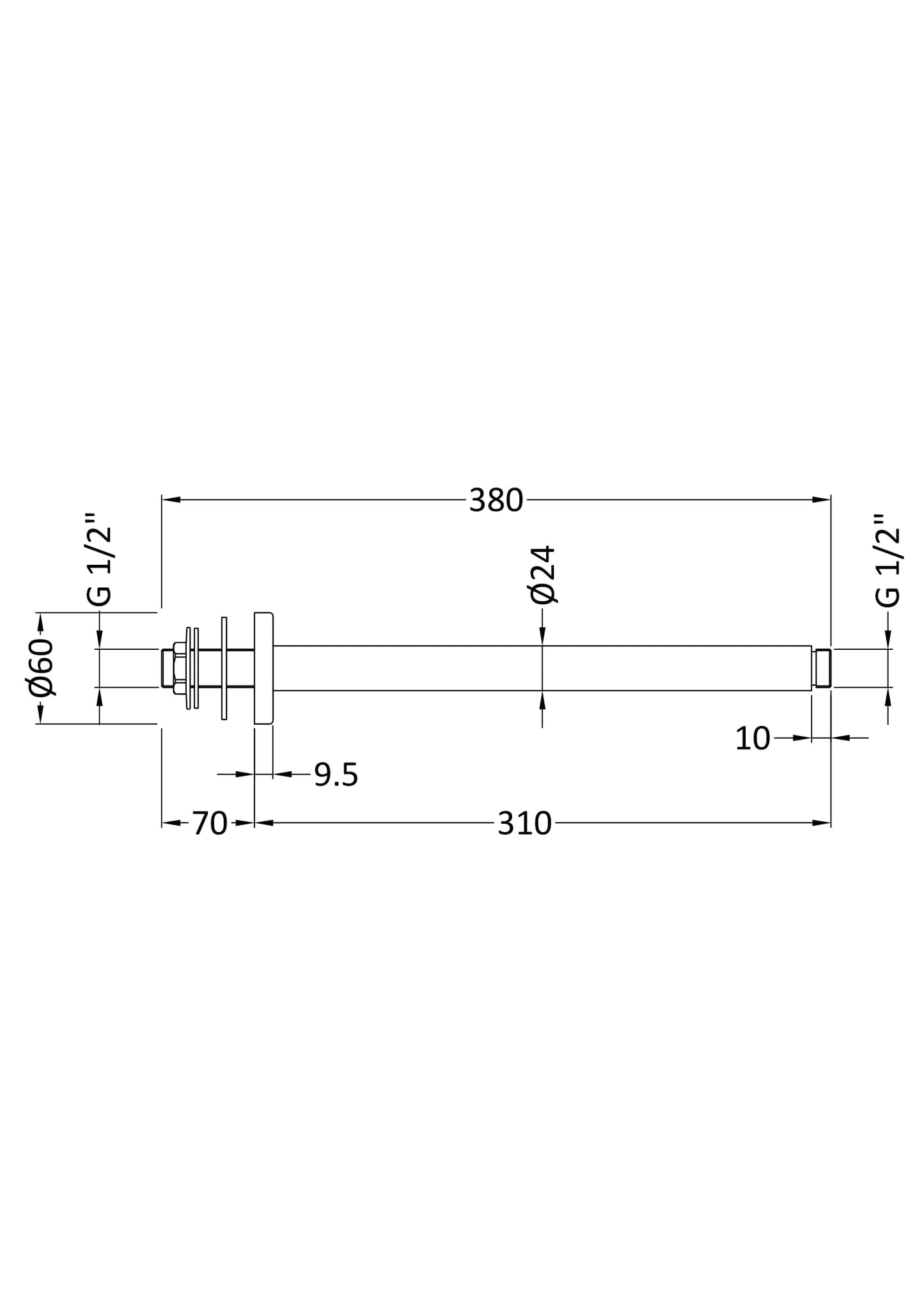 Fairford Element 5 Brushed Brass 300mm Ceiling Mounted Arm