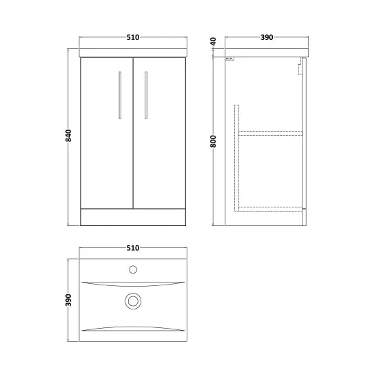 Fairford Aspri 500mm Midnight Blue 2-Door Floorstanding Vanity Unit