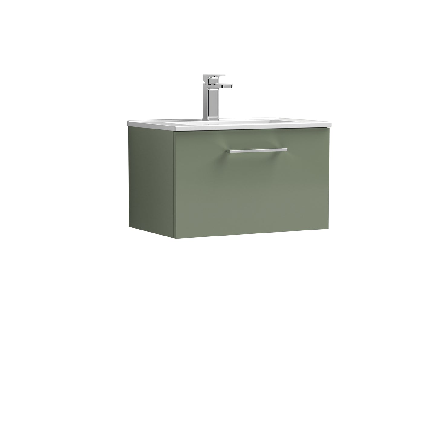 Fairford Aspri 2 600mm Satin Green Wall Hung Vanity Unit, 18mm Basin