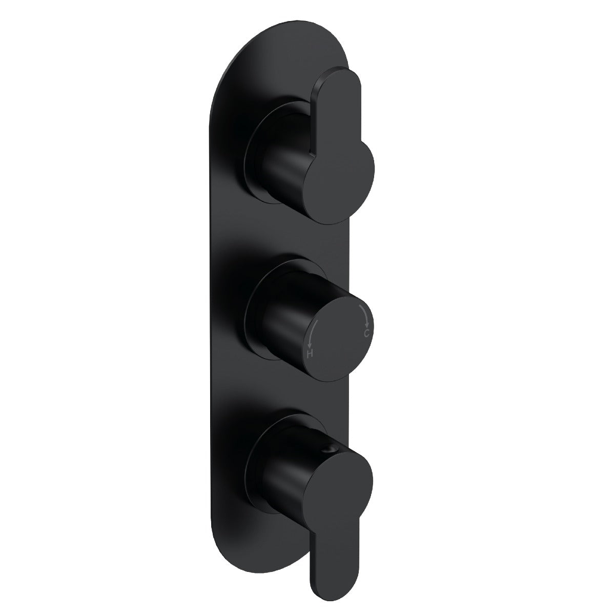Fairford Element 10 Matt Black Round Concealed Triple Shower Valve, 2 Outlet
