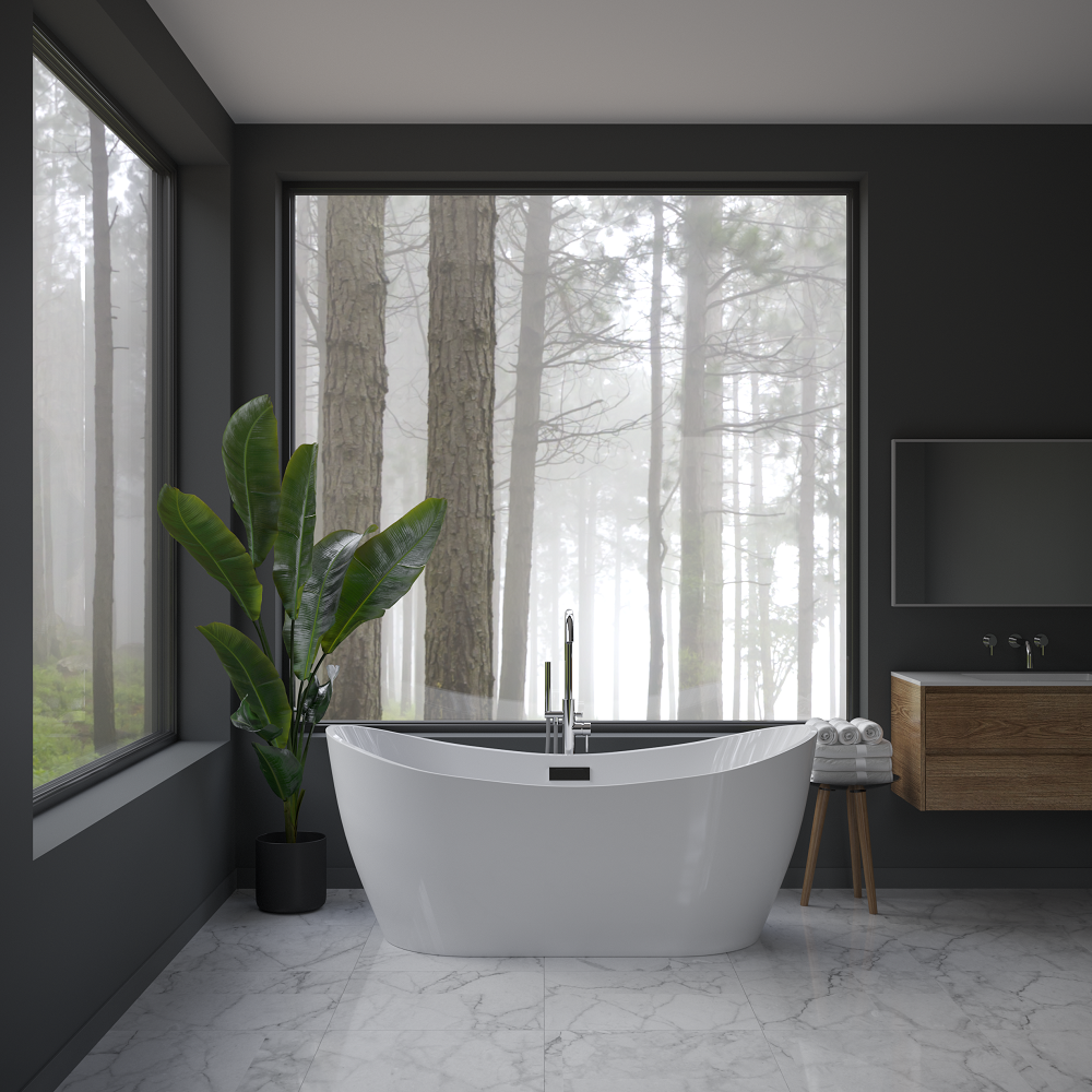 Rivato Assisi 1500mm x 730mm x 700mm Gloss White Freestanding Shower Bath