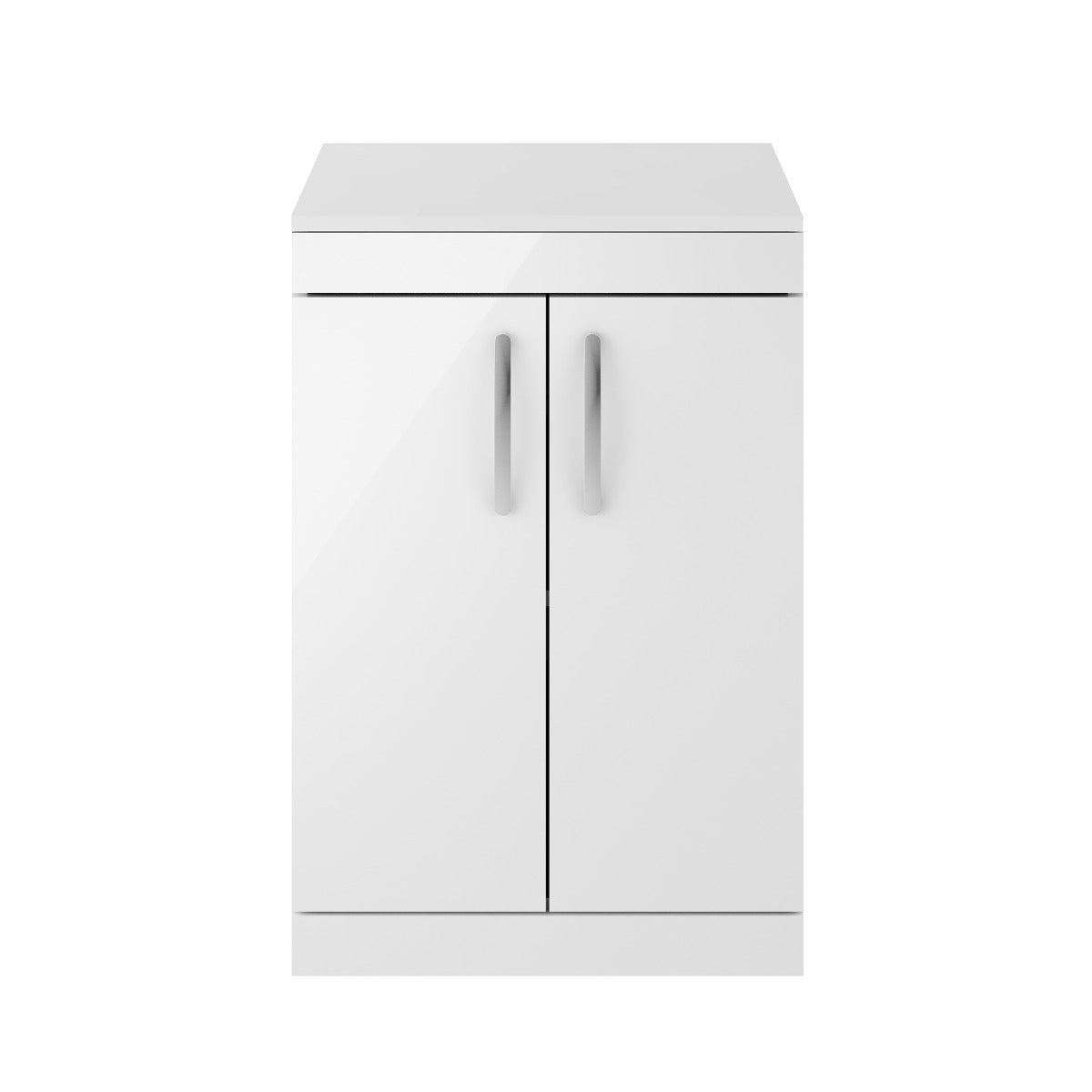 Fairford Carnation 600mm Gloss White Floor Standing 2 Door Vanity Unit, with Worktop