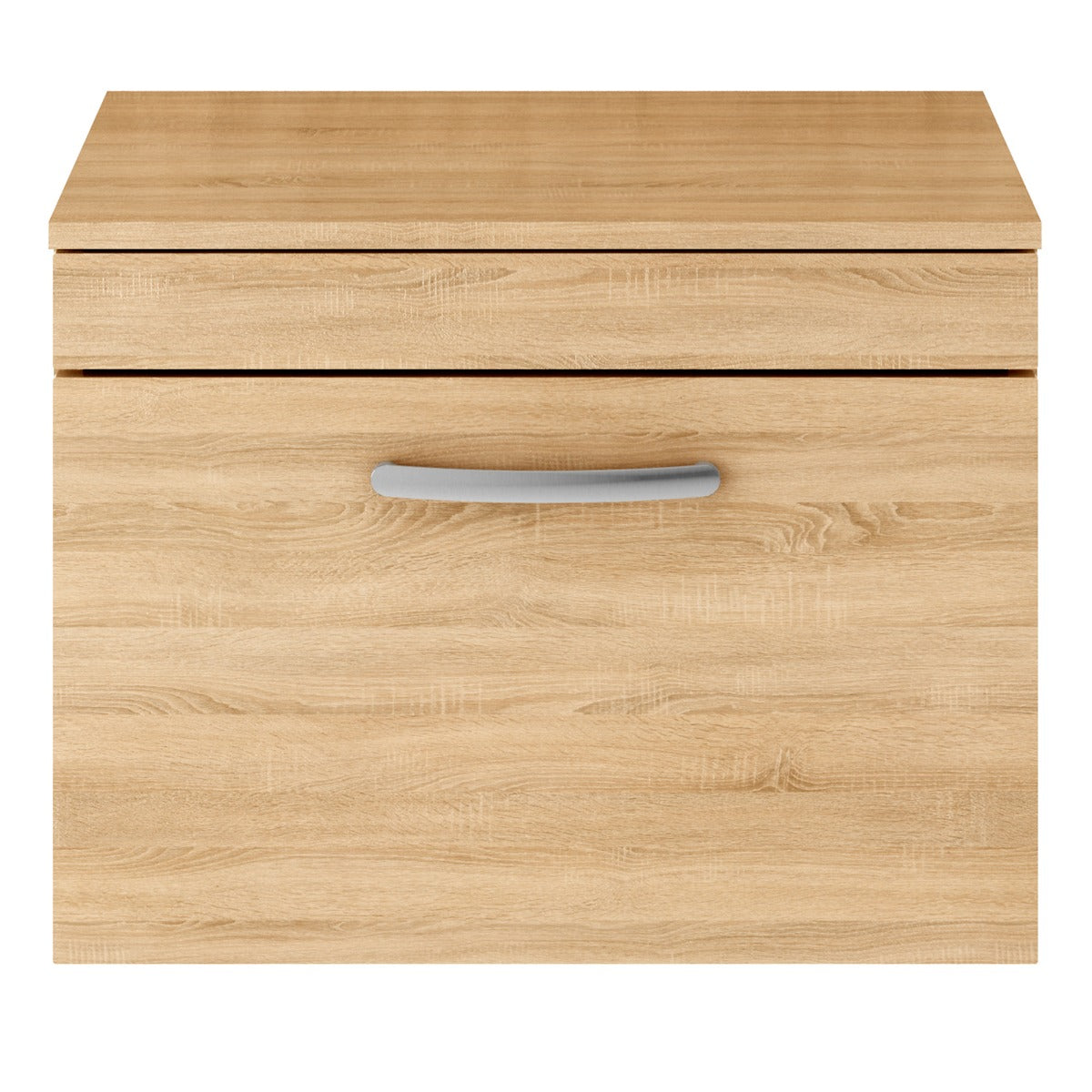 Fairford Carnation 600mm Natural Oak Wall Hung 1 Drawer Vanity Unit, with Worktop