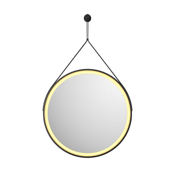 Fairford Belini Round Led Hanging Mirror - 600mm Wide - Matt Black