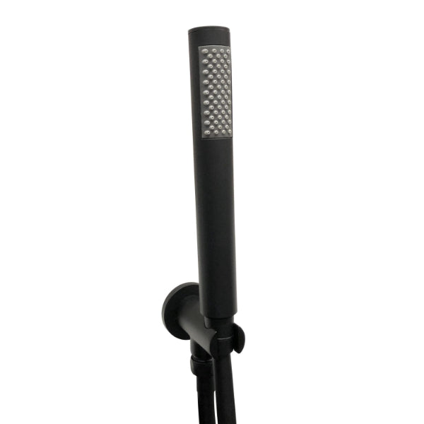 Fairford Round Shower Outlet With Hose And Head - Black