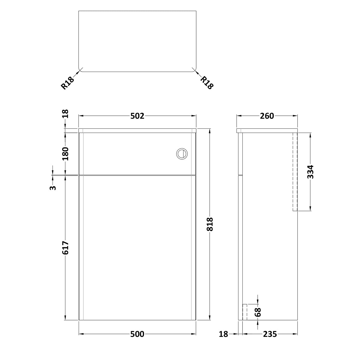 Fairford Laurel 500mm Satin Grey WC Unit