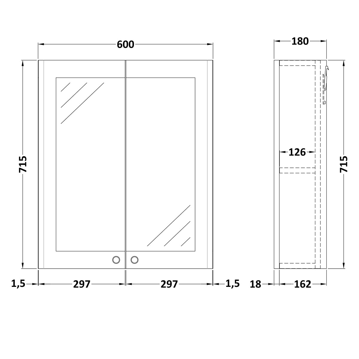 Fairford Laurel 600mm Satin Green Mirror Cabinet