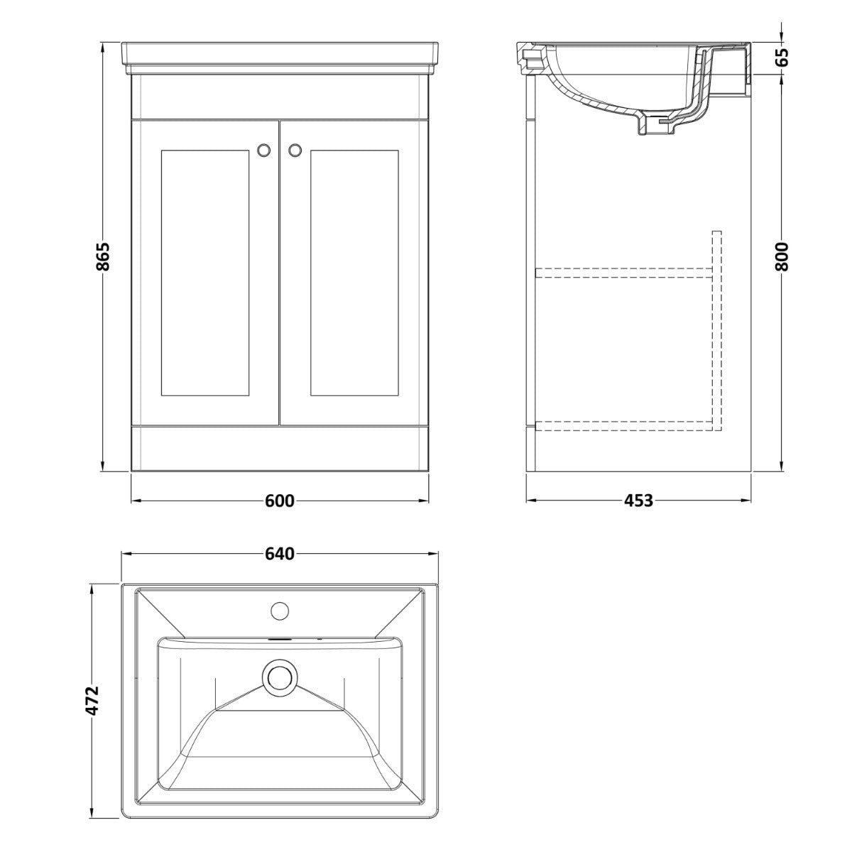 Fairford Laurel 600mm Floor Standing Satin Anthracite Vanity Unit - 1 Tap Hole