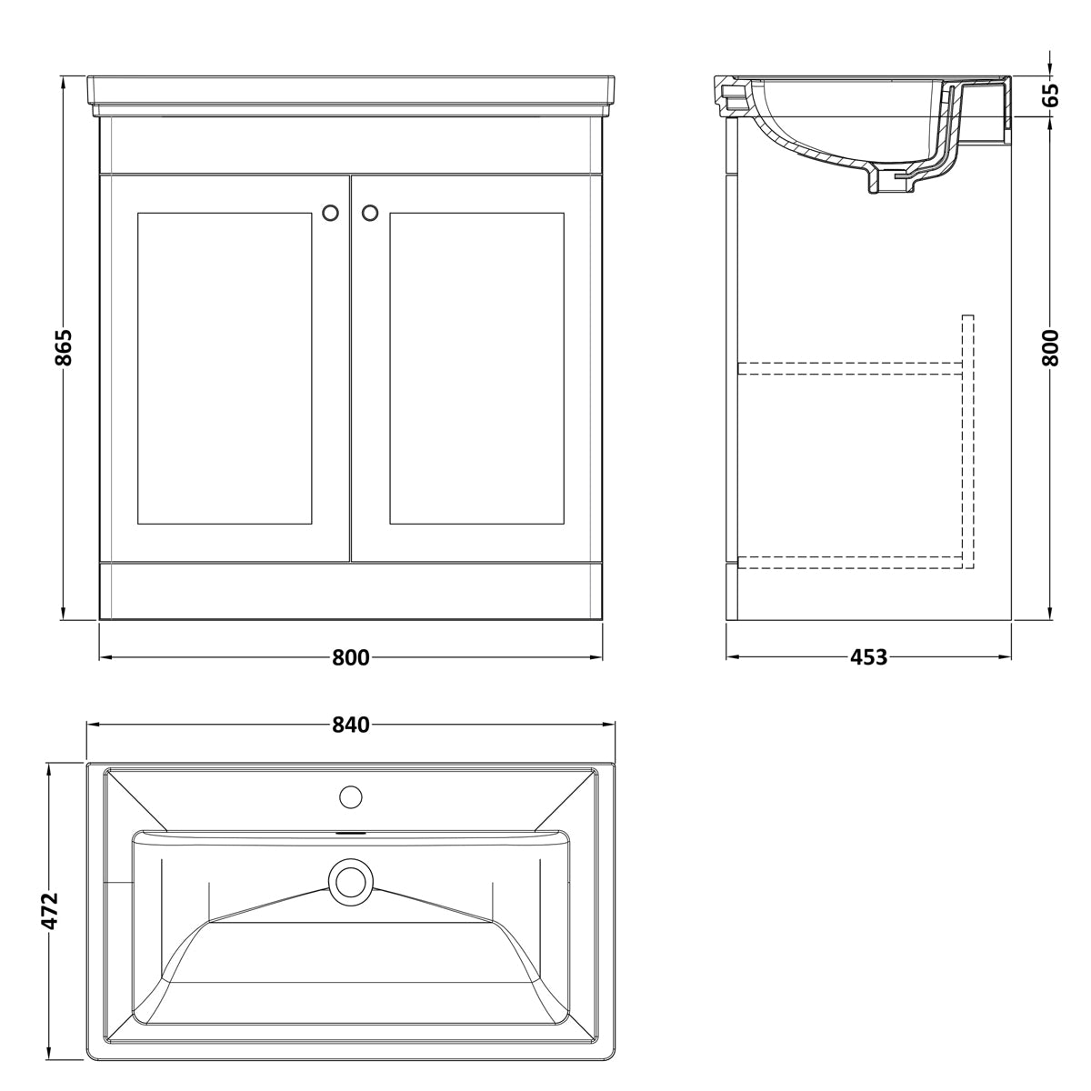 Fairford Laurel 800mm Floor Standing Satin Anthracite Vanity Unit - 1 Tap Hole