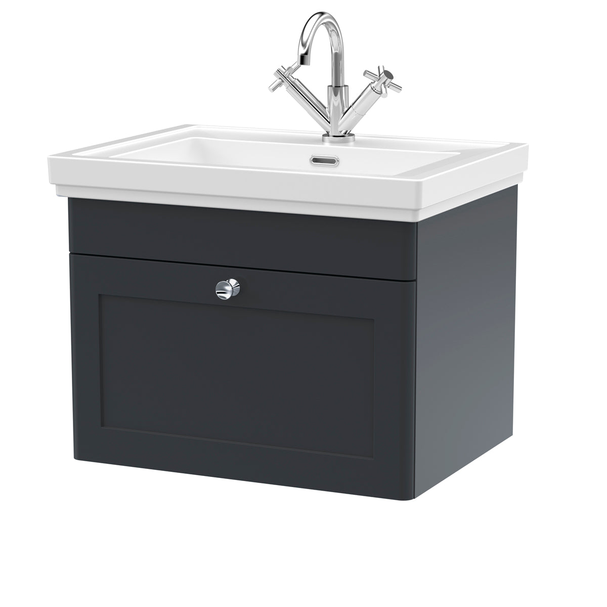 Fairford Laurel 2.0 600mm Wall Hung Satin Anthracite Vanity Unit - 1 Tap Hole