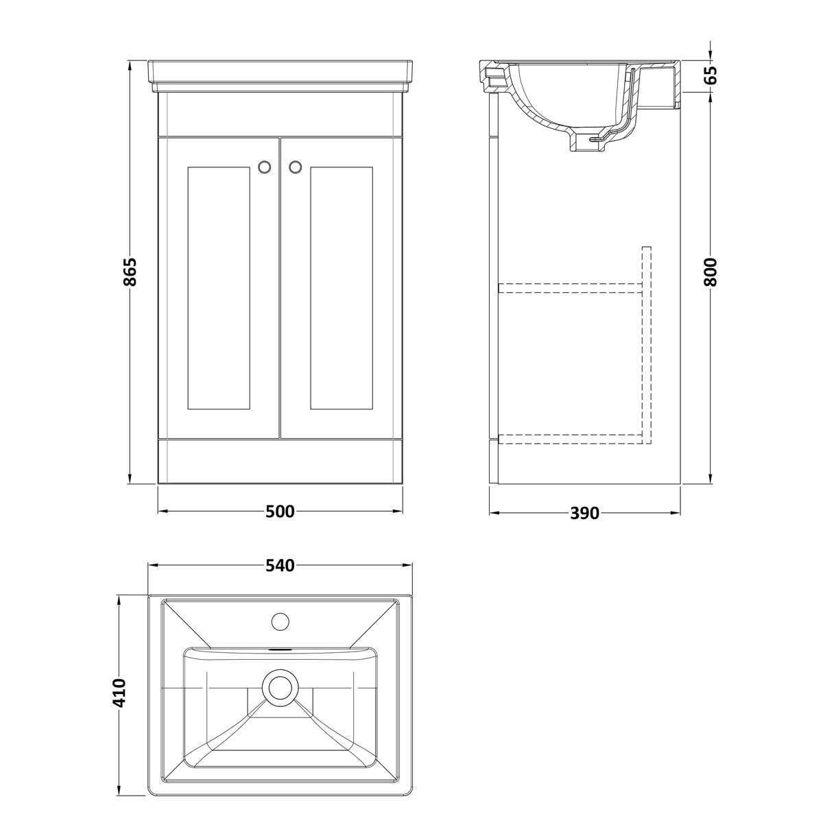 Fairford Laurel 500mm Floor Standing Satin Grey Vanity Unit - 1 Tap Hole
