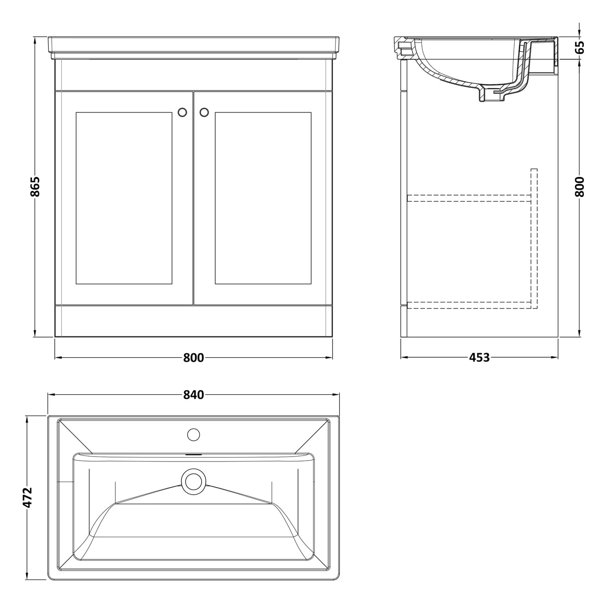 Fairford Laurel 800mm Floor Standing Satin Grey Vanity Unit - 1 Tap Hole