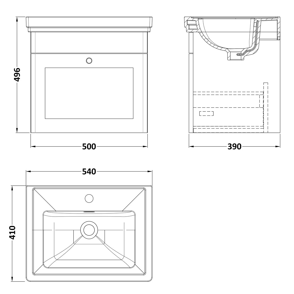 Fairford Laurel 500mm Wall Hung Satin Green Vanity Unit - 1 Tap Hole