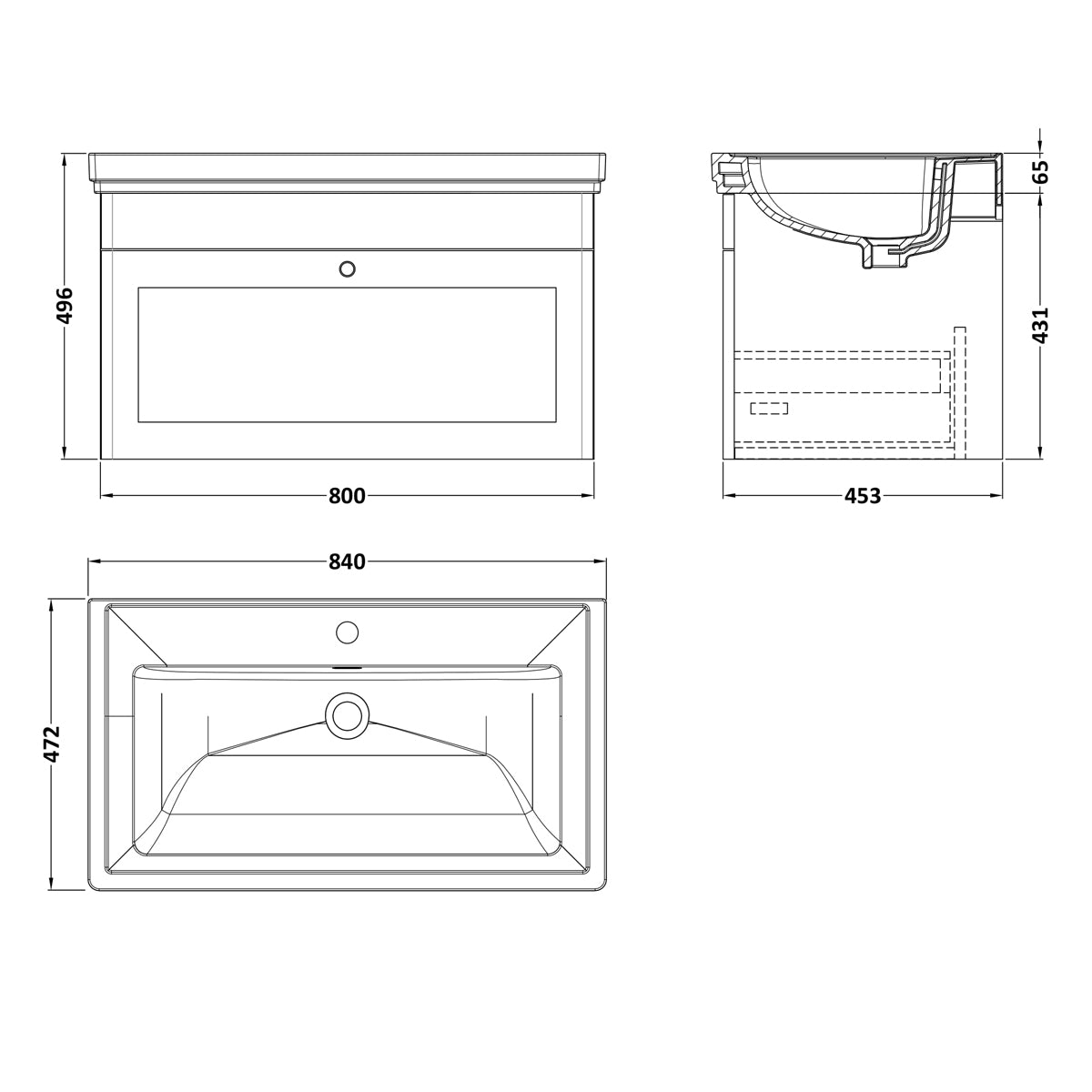 Fairford Laurel 800mm Wall Hung Satin Green Vanity Unit - 1 Tap Hole