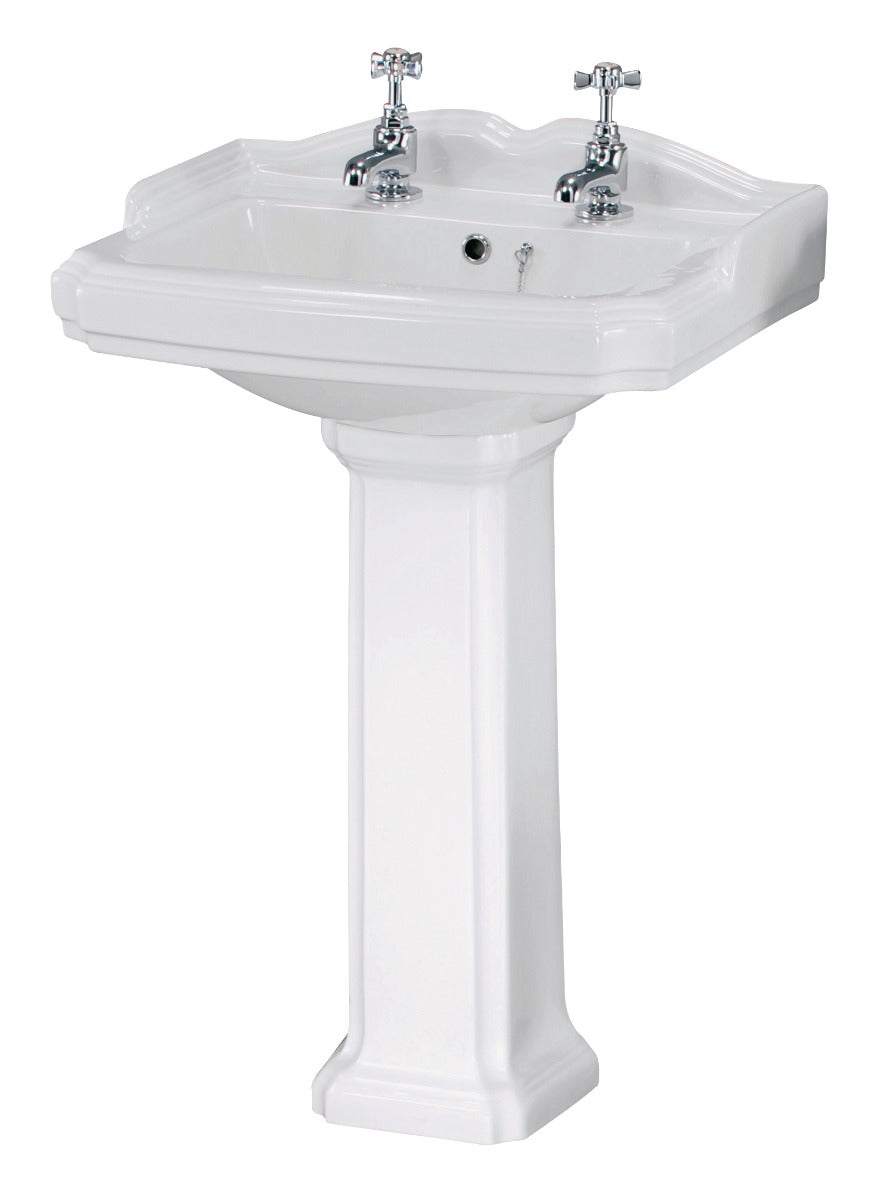 Fairford Winchester 580mm 2 Tap Hole Basin with Full Pedestal