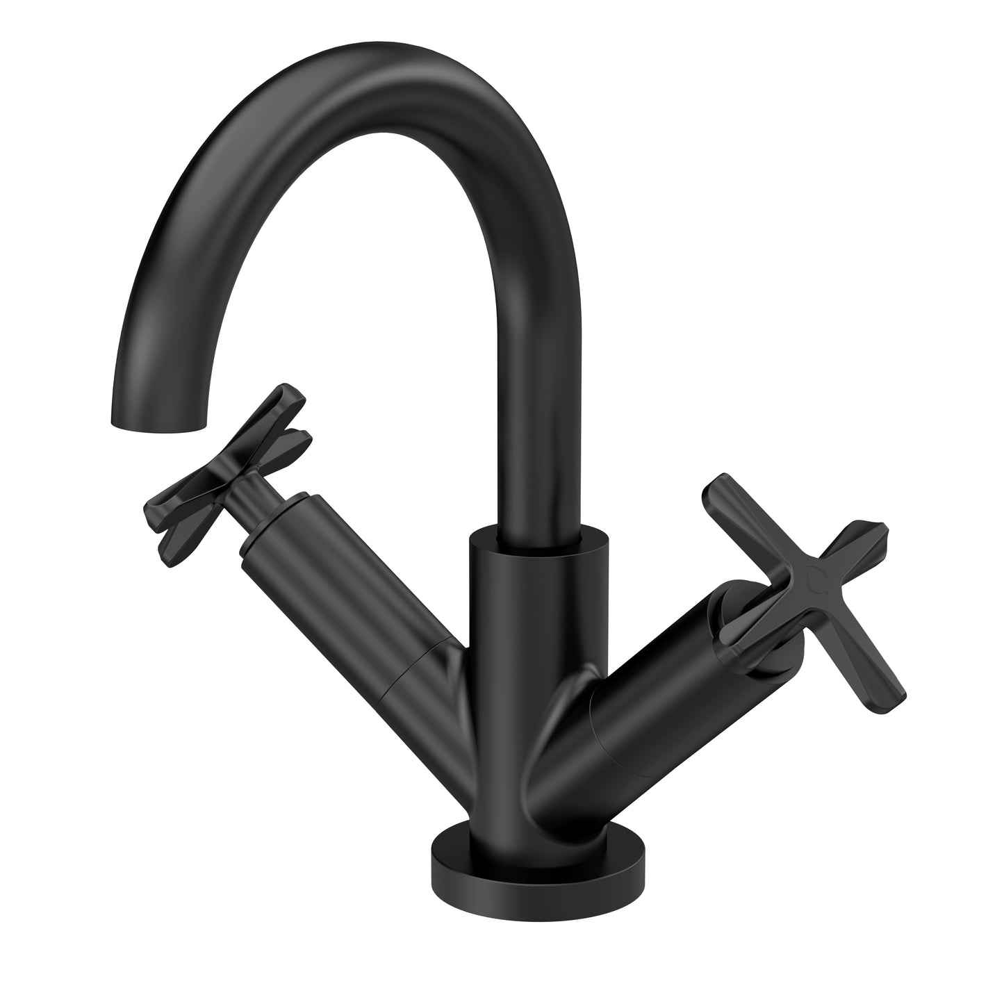 Fairford Verso Matt Black Basin Mixer with Push Button Waste