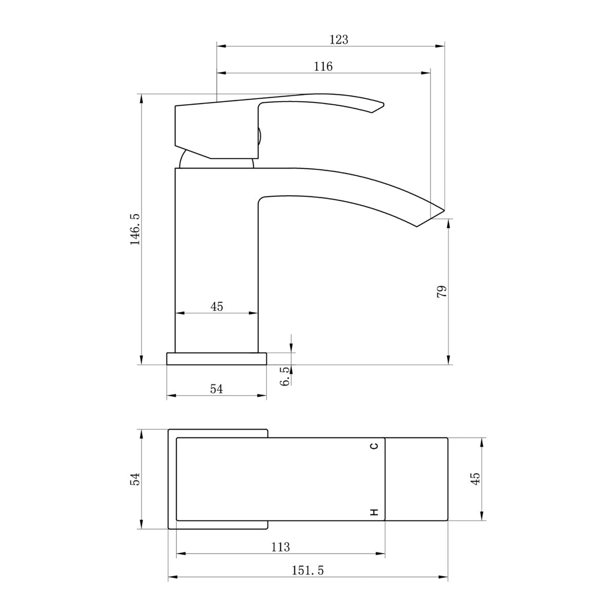 Fairford Cohen Basin Mixer with Push Button Waste