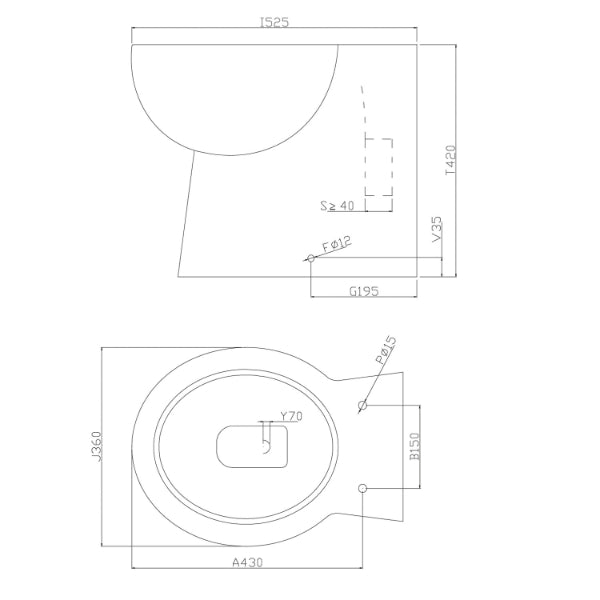 Fairford Tiber Back To Wall Toilet with Soft Close Seat