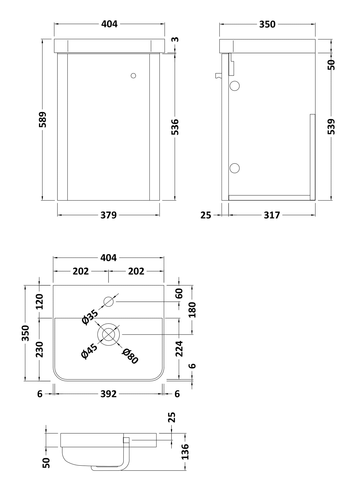 Fairford Crayo 400mm Gloss White Wall Hung Vanity Unit