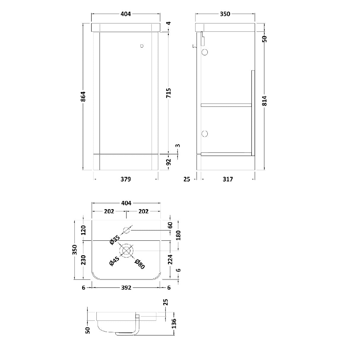 Fairford Crayo 400mm Gloss White Floor Standing Vanity Unit