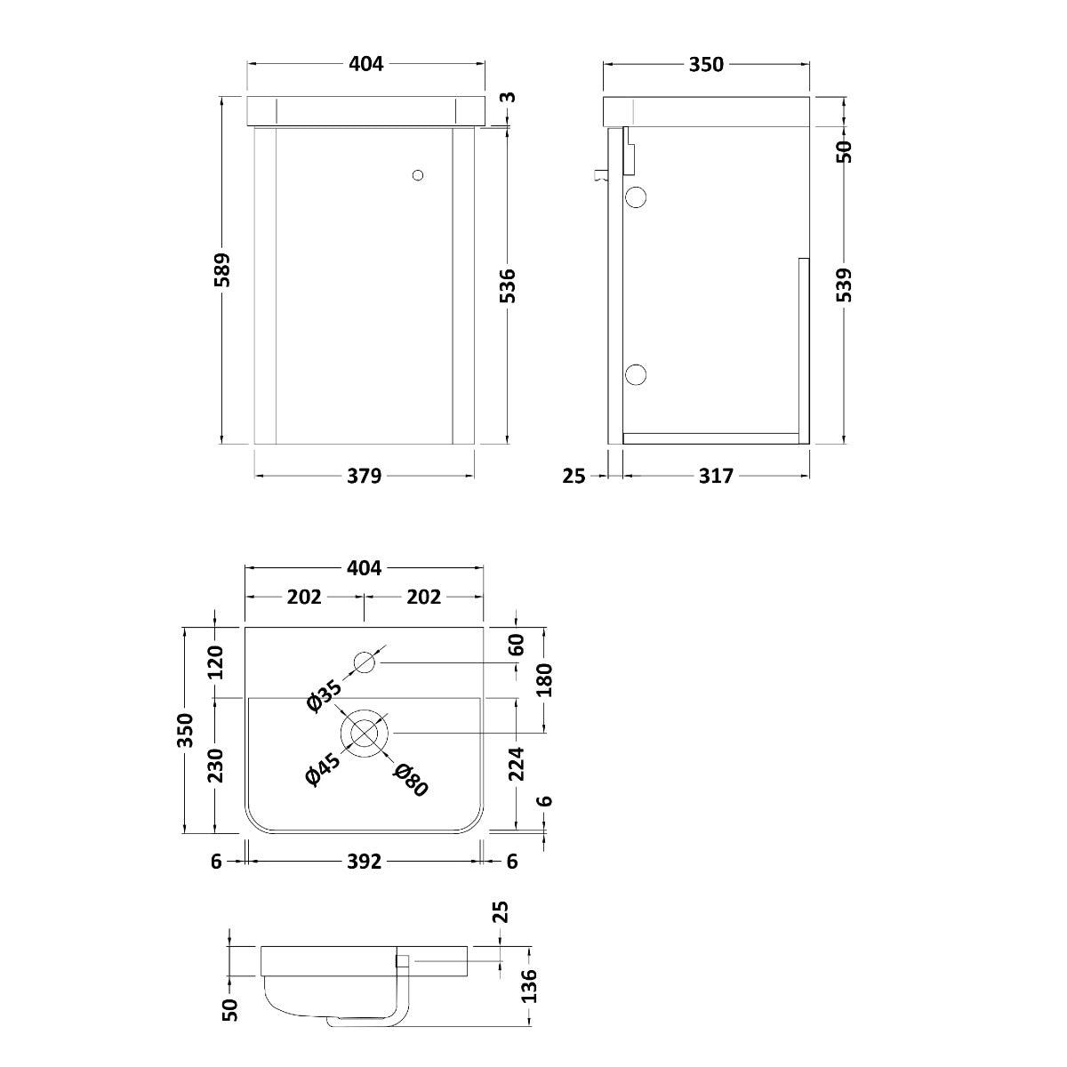 Fairford Crayo 400mm Light Gloss Grey Wall Hung Vanity Unit