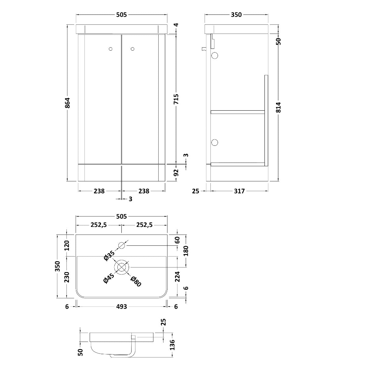 Fairford Crayo 500mm Light Gloss Grey Floor Standing Vanity Unit