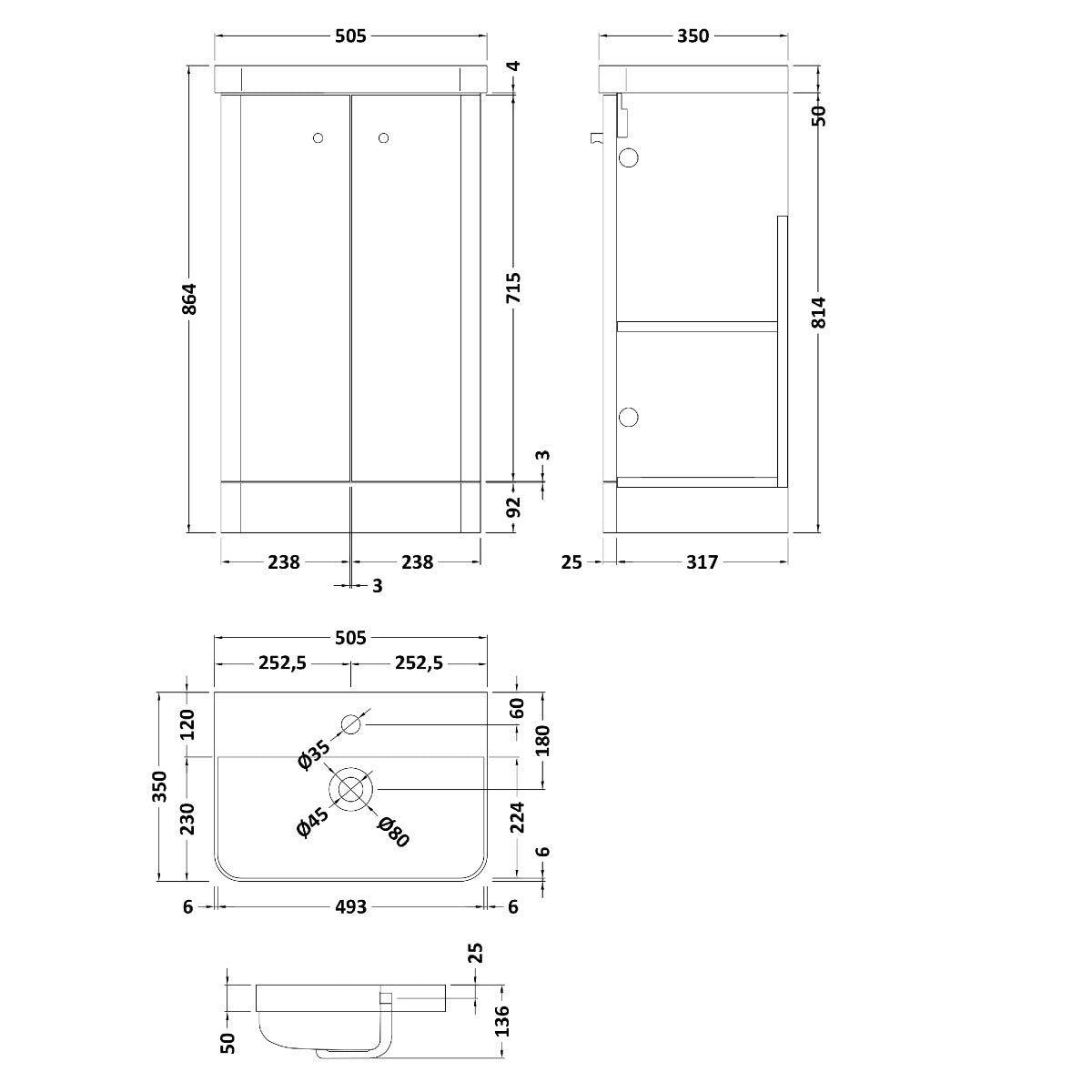Fairford Crayo 500mm Gloss Grey Floor Standing Vanity Unit