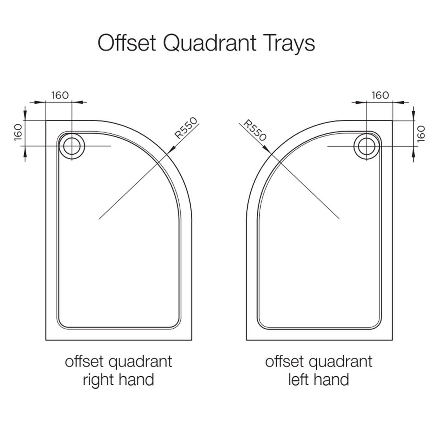 Fairford 1200mm x 900mm Offset Quad, RH Shower Tray, Corner Waste