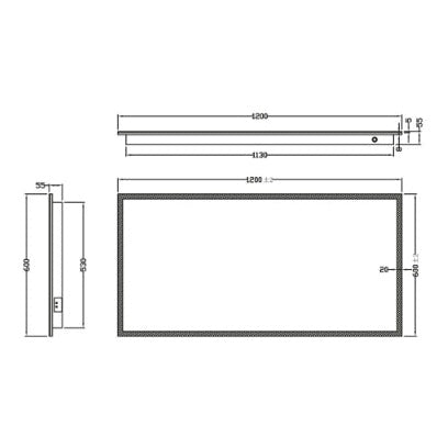 Fairford Mosca Led Mirror With Demister Pad And Shaver Socket - 1200mm X600mm