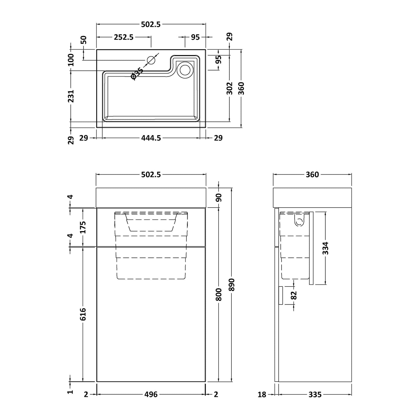 Fairford Carnation 500mm Grey Avola WC and Basin Combination Unit